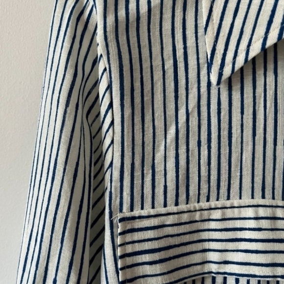 Zara Women's Striped Button Front Tie Long Sleeve Top Size XS - Picture 4 of 5